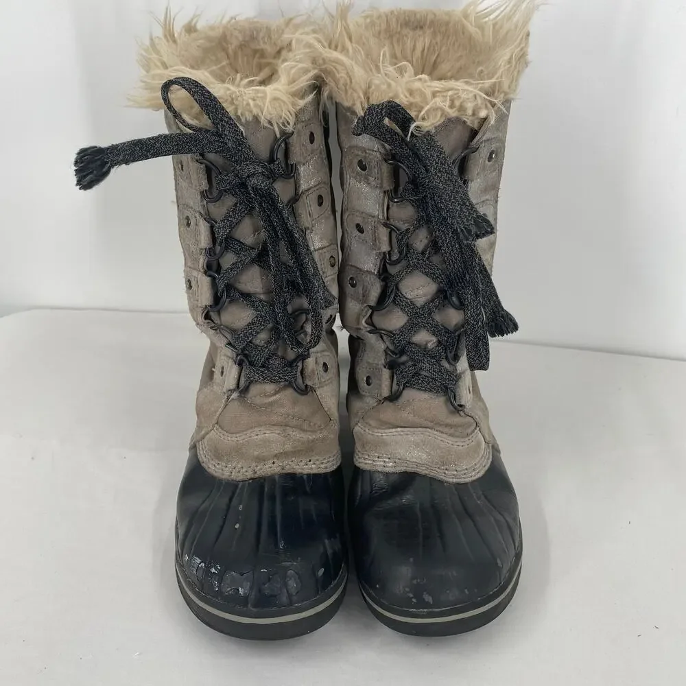 Sorel Youth Tofino II Quarry Silver Tall Lace Up Winter Boots Size 2